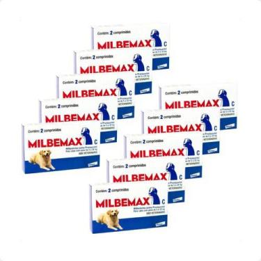 Imagem de 10 Vermifugo Milbemax Para Cães De 5 A 25kg C/ 2 Comprimidos - Elanco