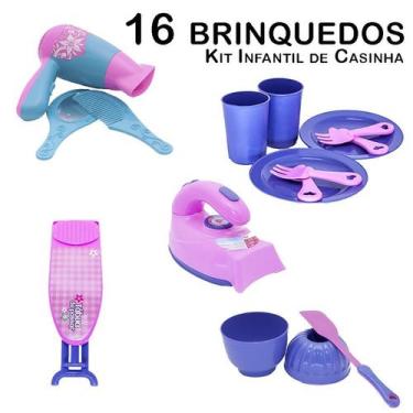Imagem de Kit Infantil Casinha Ferro  Tábua Forminha Secador  16pç - CLICKCOMPRA