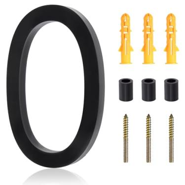 Imagem de GOLD DEER Número de casa flutuante de acrílico de 12 cm, números modernos semi-embutidos para uso externo, placa de endereço com acabamento fosco preto com kit de unhas para porta, caixa de correio