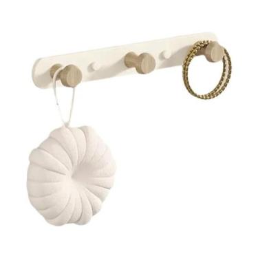 Imagem de Cabideiro De Parede Em Madeira Maciça Com Múltiplos Ganchos, Estilo Ca