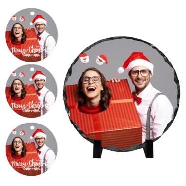 Imagem de Oirquent Placa de ardósia com impressão de foto personalizada – Presentes de Natal personalizados Quepitty com design de moldura de coração