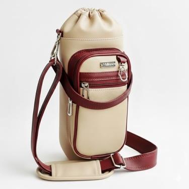 Imagem de Bolsa Térmica para Garrafa Vidinne OCREO em Courino, com Alça Transversal, Produto Artesanal Premium VIDINNE (Bege, 2 litros)