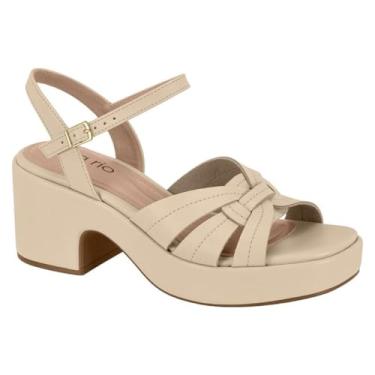 Imagem de Sandália Meia Pata Beira Rio Feminina Salto Alto Grosso Plataforma Conforto Original (Ostra, BR, Adulto, Numérico, 36)