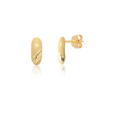Imagem de Par De Brincos De Chapinha Oval Em Ouro 18k Ab12 - MAEHLER Arte Em Joi