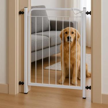 Imagem de Portão Pet Grade Para Cachorros Ajustável 68cm a 132cm Cercado de Proteção Sem Furo(68-132 CM,Branco)
