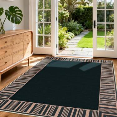 Imagem de Tapete listrado antiderrapante para sala de jantar, resistente a manchas, altamente durável, para pátio, varanda, quarto, sala de estar, sala de jantar, banheiro