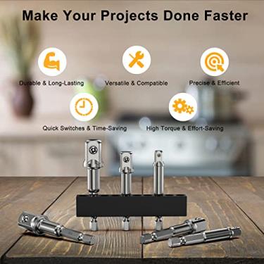 Imagem de Conjunto de Chaves Porca Adaptadores Soquete Grau Impacto com 10 Peças Suporte para Bits Adaptador Broca Furadeira Elétrica e Parafusadeira Sem Fio Aço Cromo-Vanádio Uso Mecânico Industrial
