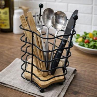 Imagem de Suporte para Talheres Ecowood 15,5 cm Organizador de Mesa Sustentável 