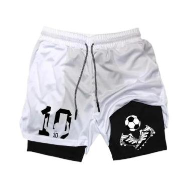 Imagem de Shorts Esportivos Masculinos Dois Em Um Para Academia, Treino, Corrida