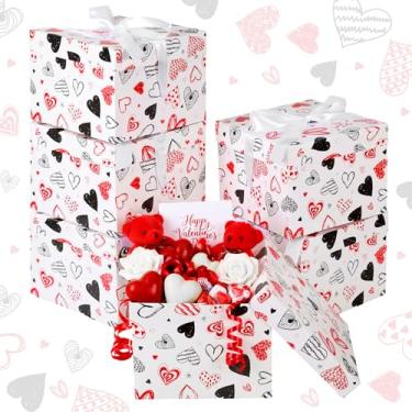 Imagem de Gersoniel 6 peças, 20 x 20 x 15 cm, caixas de presente quadradas com tampa, fita para presente de dia dos namorados, aniversários, chá de panela, aniversário, dama de honra, festa de casamento (branca