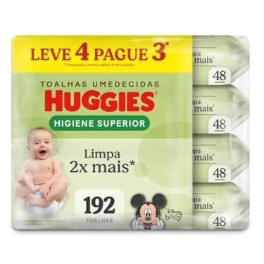 Imagem de Lenços Huggies Higiene Superior Limpam 2x Mais 4 x 48 Un