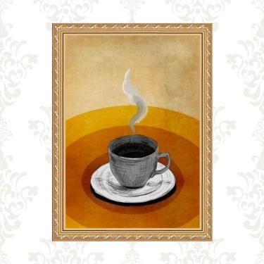 Imagem de Quadro Moldura Dourada Café Terracota 33X24Cm