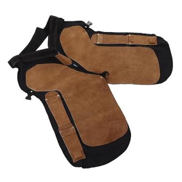 Imagem de KIMISS Avental de Ferrador de Couro Profissional Com 4 Bolsos, Protetor de Ferrador de Couro Genuíno para Ferraduras de Cavalo, Cinto Ajustável e Design de Fácil Acesso para Proteção Aprimorada