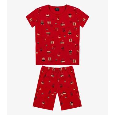 Imagem de Pijama Infantil Camiseta e Bermuda Select Vermelho, 8, Vermelho