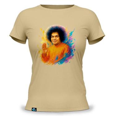 Imagem de Camiseta Feminina Baby Look com Estampa Sathya Sai Baba 100 Algodão Fi