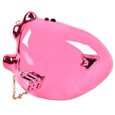 Imagem de QZUnique Bolsa clutch feminina dourada prateada - Bolsa de noite de acrílico com corrente destacável, bolsa de mão elegante para festa de casamento formal, Coração rosa, 8.27" × 5.91" × 3.15", D