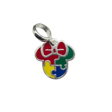 Imagem de Berloque Pingente Minnie Cores Autismo Prata 925 - Princesa Das Pratas