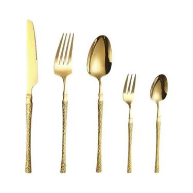 Imagem de Conjunto De Talheres De Aço Inoxidável Com Padrão Martelado 5, 20, 30,