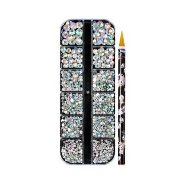 Imagem de Strass Coloridos 3D Redondos Para Unhas, Pedras De Vidro Com Base Plan