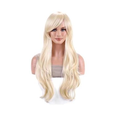 Imagem de Peruca Sintética Ondulada Cacheada De 28 Polegadas, Resistente Ao Calo