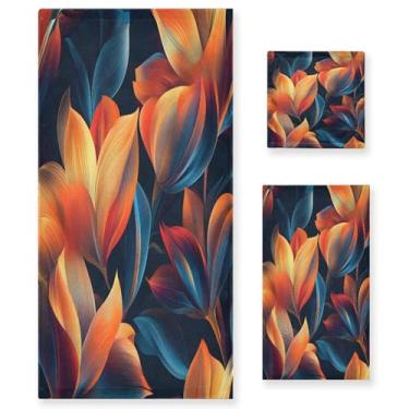 Imagem de xigua Conjunto de toalhas de banheiro com padrões florais absorventes macios 3 peças toalha de banho toalha de mão toalhas decorativas para banheiro, academia, hotel, praia, piscina