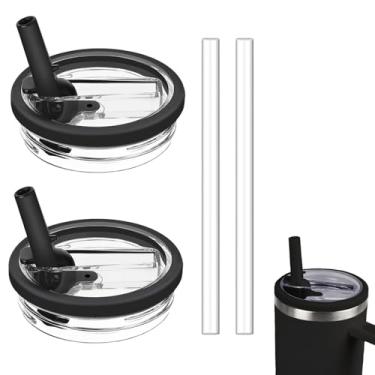 Imagem de Pacote com 2 tampas removíveis de 850 g para Stanley Quencher H2.0 e ProTourLeak Tampa à prova de poeira e à prova de vazamento, tampa reutilizável para copo Stanley (preto, 850 g)