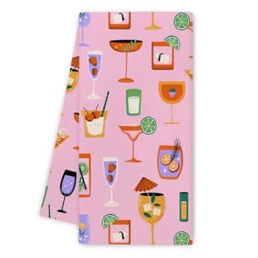 Imagem de Noaleviax Toalhas de cozinha de bar rosa - toalhas de bar para barman, decoração de carrinho de bar, toalhas de mão de coquetel rosa coquete pano de prato para café cozinha banheiro decorativo, 40 x