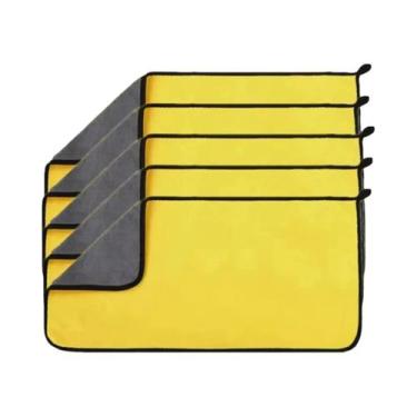 Imagem de Toalhas De Microfibra Amarelas Para Lavagem De Carro, Pano Absorvente 