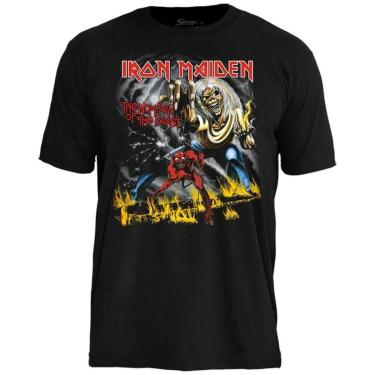 Imagem de Camiseta Stamp de Banda Iron Maiden em Algodão Manga Curta Gola Redonda Oficial-Unissex