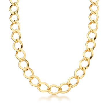 Imagem de Colar Elos Chatos 9,4mm Banhada A Ouro 18k