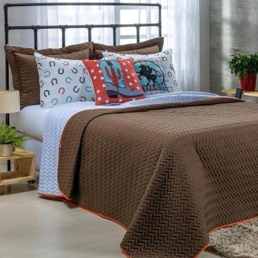 Imagem de Kit Cobre Leito 7 Peças Queen Colorful To Decorando 100% Poliéster - Texas Marrom