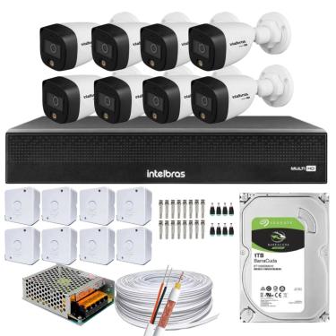 Imagem de Kit 8 câmeras Intelbras VHD 1220B Full Color dvr 1008-C C/HD 1tb