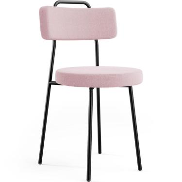 Imagem de Cadeira Decorativa Estofada Para Sala De Jantar Barcelona L02 Bouclê Rosê