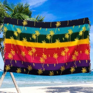 Imagem de Canga Colorida Gigante Estampada Lencinho Saída De Praia Poliéster - K