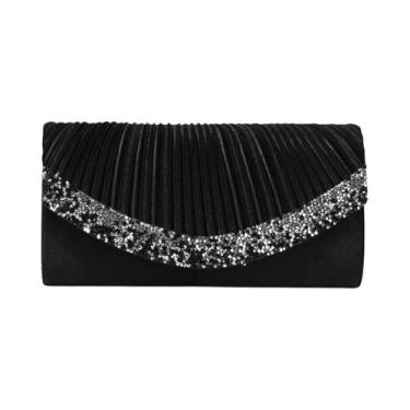 Imagem de Bolsa De Noite Em Cetim Com Glitter Para Mulheres, Bolsa De Ombro Com 