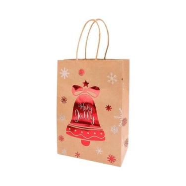 Imagem de Sacolas De Papel Kraft Para Presentes De Natal Do Papai Noel 2024, Emb
