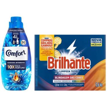 Imagem de Kit Sabão em Pó Brilhante Limpeza Total - 1,6kg + Amaciante Comfort Co