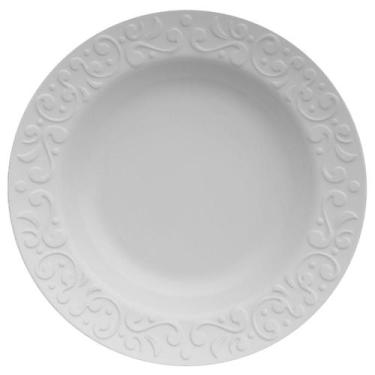 Imagem de Prato Fundo Redondo 23,5cm em Porcelana com Relevo Tassel Germer Branc