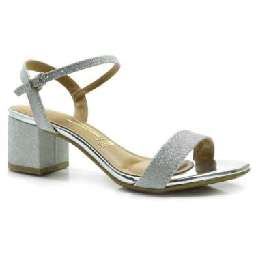 Imagem de Sandália de Festa e Salto Bloco Vizzano, Prata, 37
