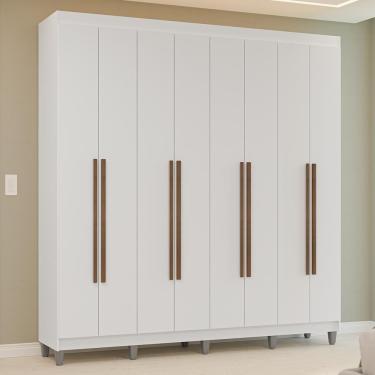 Imagem de Guarda-roupa Casal Com Pés 8 Portas Batentes Branco-branco-rustic Venus Madesa