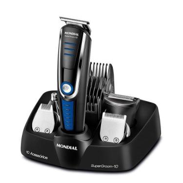 Imagem de Aparador de Pelos Super Groom 10 Mondial Preto e Azul BG-03, Bivolt