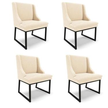 Imagem de Cadeira Sala De Jantar Industrial Preto Kit 4 Liz Bouclê D03 - D'rossi