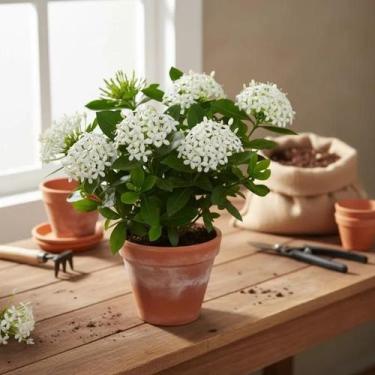 Imagem de Mini Ixora Branca - Planta Compacta e Charmosa para Jardins e Interior