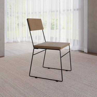 Imagem de Cadeira de Jantar Málaga Estofada em Veludo para Cozinha Sala de Jantar Mesa e Decoração - Marrom