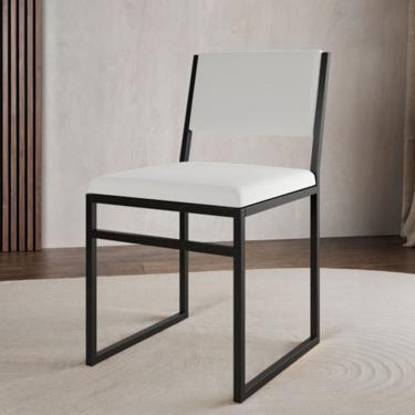 Imagem de Cadeira de Jantar Industrial Isa Assento em Corino para Mesa Sala de Jantar Cozinha Conforto-branco