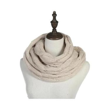 Imagem de Cachecol Feminino De Lã Tricotado Em Cabo De Cor Sólida, Gola Cowl, Ca