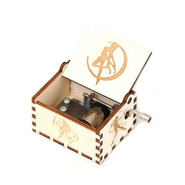 Imagem de Caixa de música Sailors Moons Hand Crank, madeira esculpida antiga - y