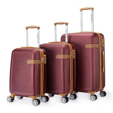 Imagem de Mala De Viagem Kit 3 Reforçada Em Fibra Abs Rodinhas 360-Unissex