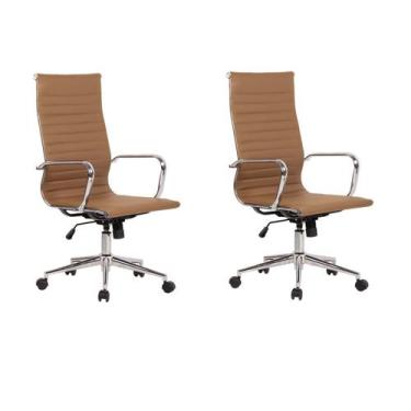 Imagem de Kit 2 Cadeiras de Escritório Presidente Esteirinha em material sintéti