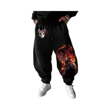 Imagem de Calças De Moletom Masculinas Demon Slayer Com Estampa De Anime Japonês